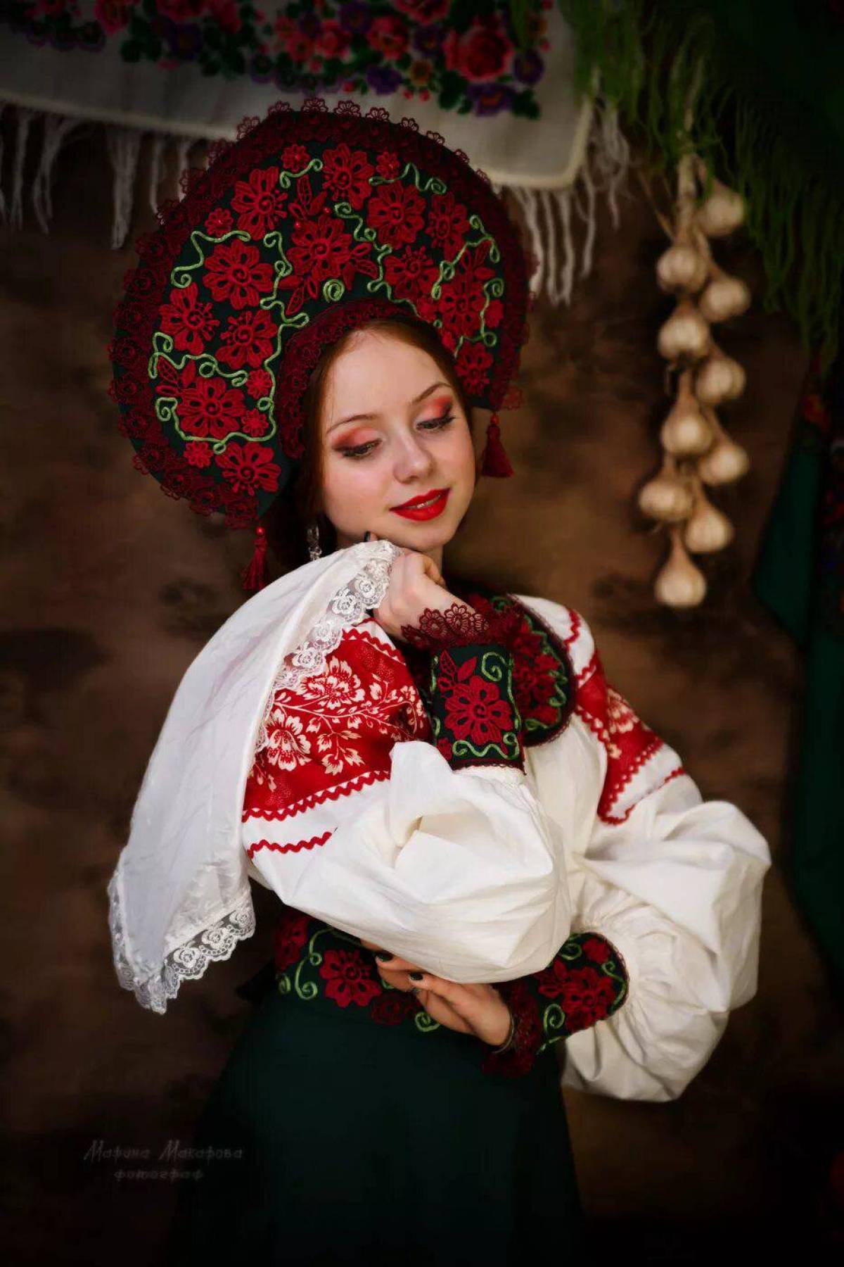 Women in Slavic costumes underwear in Wroclaw