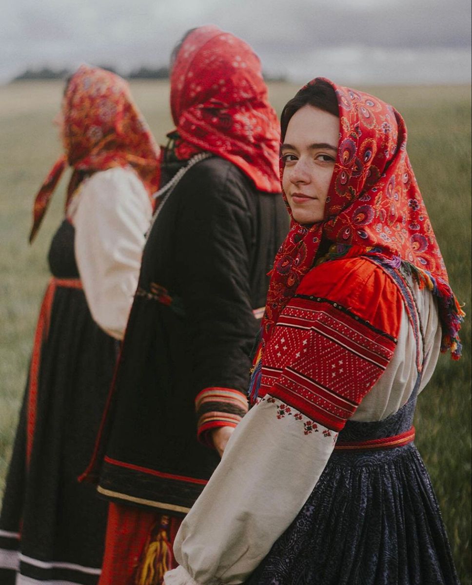 Women in Slavic costumes in Wroclaw